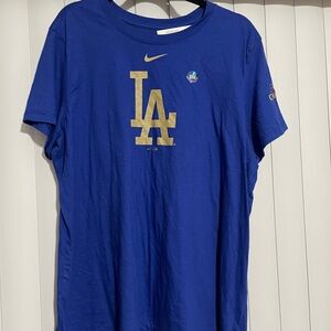 Women’s Nike Blue and Gold Los Angeles Dodgers World Series 2024 Champions Tee
